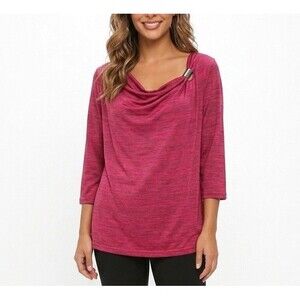Women’s Cowl Neck Top Red Size PL Super stretch Sag Harbor Stretch Blouse